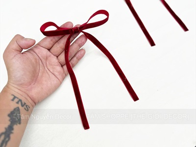 Nơ đỏ mini vải nhung xịn bản 1cm [Cute] PK-NO-06